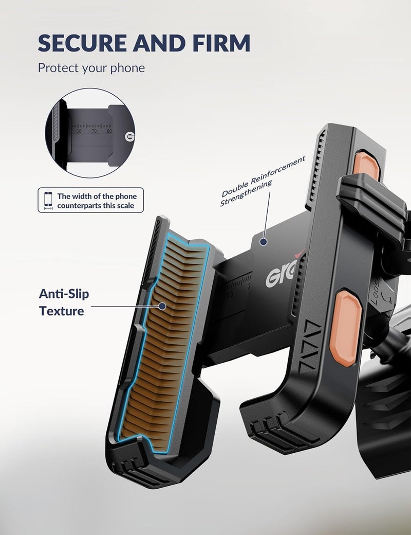 Grefay Bike Phone Mount for Electric, Mountain, Scooter, and Dirt Bikes [Camera Friendly] [1s Lock] Universal 360° Bicycle Handlebar Holder for iPhone 15/14/13 Samsung S23/S22 4.5-7" Smartphone (Orange) - Image 4